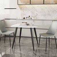 Core Products Aspen White 80cm Square Dining Table with 2 Plastic Duo Chairs - Set in Grey