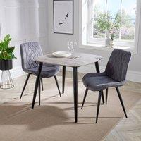 Core Products Aspen Grey Oak Effect Square Dining Table with 2 Stitch Chairs - Set
