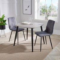 Core Products Aspen Grey Oak Effect Square Dining Table with 2 Straight Chairs - Set