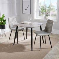 Core Products Aspen Grey Oak Effect Square Dining Table with 2 Straight Chairs - Set in Light Grey