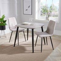 Core Products Aspen Grey Oak Effect Square Dining Table with 2 Straight Chairs - Set in Natural