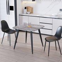 Core Products Aspen Grey Oak Effect Square Dining Table with 2 Curve Chairs - Set in Black