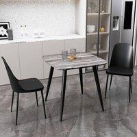 Core Products Aspen Grey Oak Effect Square Dining Table with 2 Duo Chairs - Set in Black