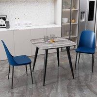 Core Products Aspen Grey Oak Effect Square Dining Table with 2 Duo Chairs - Set in Blue