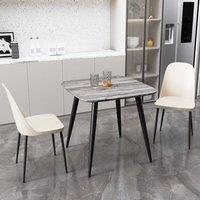 Core Products Aspen Grey Oak Effect Square Dining Table with 2 Duo Chairs - Set in Beige
