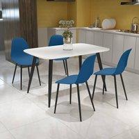 Core Products Aspen White Rectangular Dining Table & Four Curve Chairs Set in Blue