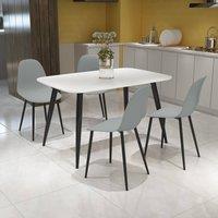 Core Products Aspen White Rectangular Dining Table & Four Curve Chairs Set in Grey