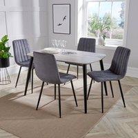 Core Products Aspen Grey-Oak Effect Rectangular Dining Table & 4 Stitch Chairs Set in Grey