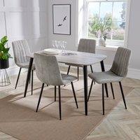 Core Products Aspen Grey-Oak Effect Rectangular Dining Table & 4 Stitch Chairs Set in Light Grey