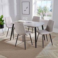 Core Products Aspen Grey-Oak Effect Rectangular Dining Table & 4 Stitch Chairs Set in Natural