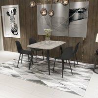 Core Products Aspen Grey-Oak Effect Rectangular Dining Table & Four Curve Chairs Set in Black