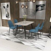 Core Products Aspen Grey-Oak Effect Rectangular Dining Table & Four Duo Chairs Set in Blue