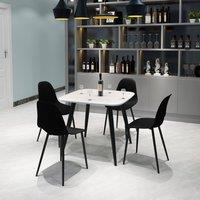 Core Products Aspen White 80cm Square Dining Table with 4 Plastic Curve Chairs - Set in Black