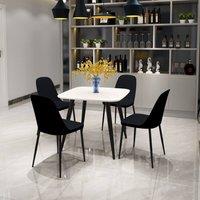 Core Products Aspen White 80cm Square Dining Table with 4 Plastic Duo Chairs - Set in Black