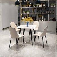 Core Products Aspen White 80cm Square Dining Table with 4 Plastic Duo Chairs - Set in Beige