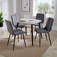 Core Products Aspen Grey Oak Effect Square Dining Table with 4 Fabric Chairs - Set
