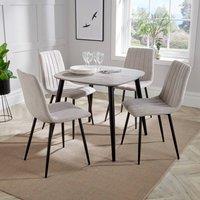 Core Products Aspen Grey Oak Effect Square Dining Table with 4 Fabric Chairs - Set in Natural