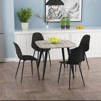 Core Products Aspen Grey Oak Effect Square Dining Table with 4 Curve Chairs - Set in Black