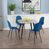 Core Products Aspen Grey Oak Effect Square Dining Table with 4 Curve Chairs - Set in Blue
