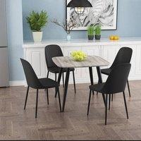 Core Products Aspen Grey Oak Effect Square Dining Table with 4 Duo Chairs - Set in Black