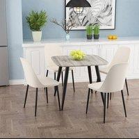 Core Products Aspen Grey Oak Effect Square Dining Table with 4 Duo Chairs - Set in Beige