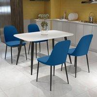 Core Products Aspen White Rectangular Dining Table & Four Duo Chairs Set in Blue