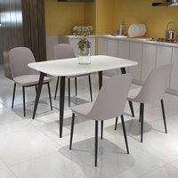 Core Products Aspen White Rectangular Dining Table & Four Duo Chairs Set in Beige