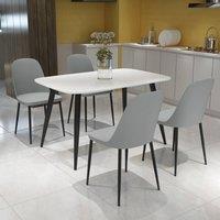 Core Products Aspen White Rectangular Dining Table & Four Duo Chairs Set in Grey