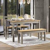 Core Products Grey Corona Table Set with Rectangular Table, 2 Chairs & Double Bench