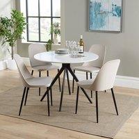 Core Products Aspen White Round Dining Table with 4 Plastic Duo Chairs - Set in Beige