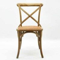 Minster French Cross Back Dining Chair - Wood - L46 x W49 x H88 cm - Natural in Brown | Size: 1 Pack