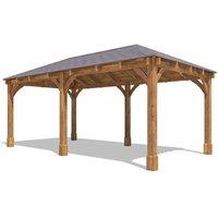 Dunster House Wooden Gazebo 6x3m Heavy Duty Patio Shelter Roof Shingles Leviathan in Brown