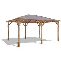 Dunster House Heavy Duty Wooden Gazebo 4m x 3m with Superfelt - Utopia 430 in Brown