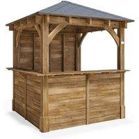 Dunster House Garden Bar 2.5x2.5m Wooden Outdoor Pub Shed Gazebo Leviathan in Brown