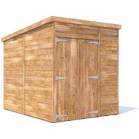 Dunster House Wooden Bike Shed 1.8x2.4m Garden Storage Pent Roof Overlord Modular in Brown