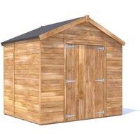 Dunster House Wooden Bike Shed 2.4x1.8m 12mm Walls Garden Apex Roof Overlord Modular in Brown