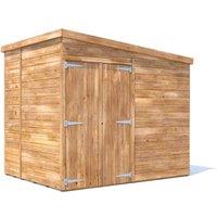Dunster House Wooden Bike Shed Storage 2.4x1.8m 15mm Pent Roof Plus Overlord Modular in Brown