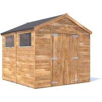 Dunster House Wooden Bike Shed Storage 2.4x2.4m Apex Roof & Window Overlord Modular in Brown
