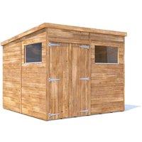 Dunster House Wooden Bike Shed Garden Building 2.4 x 2.4m Pent Roof Overlord Modular in Brown