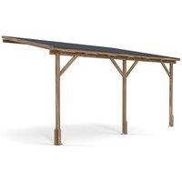 Dunster House Wooden Lean-To Gazebo 4x3m Wall Mounted Pressure Treated Utopia in Brown