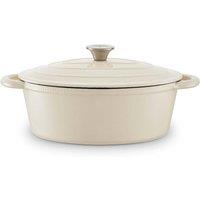 Tower BO800252CRM Oval Cast Iron Casserole Dish with Durable Enamel Interior, 29cm, Camembert Cream