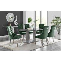 FurnitureboxUK Imperia 6 Grey Dining Table & 6 Velvet Belgravia Chairs in Green