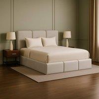 Desire Deco Dartford Plush Velvet Ottoman Storage Bed Frame with Lift-Up in Light Beige | Size: Single