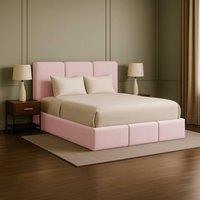 Desire Deco Dartford Plush Velvet Ottoman Storage Bed Frame with Lift-Up in Pink | Size: Single