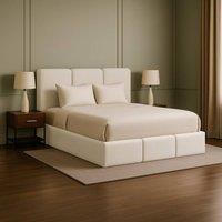 Desire Deco Dartford Plush Velvet Ottoman Storage Bed Frame with Lift-Up in Cream | Size: Super King