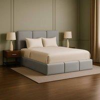 Desire Deco Dartford Plush Velvet Ottoman Storage Bed Frame with Lift-Up in Grey | Size: Super King