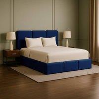 Desire Deco Dartford Plush Velvet Ottoman Storage Bed Frame with Lift-Up in Blue | Size: Super King