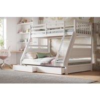 Flair Ollie Wooden Triple Bunk Bed with Drawers in White | Size: Single