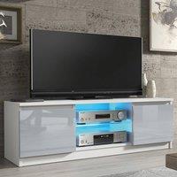 Mex Furniture LTD TV Unit Aura 120cm - White & Grey Gloss Doors & LED Lights