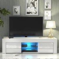 Creative Furniture Loom TV Unit 130cm - White with Gloss Doors & LED Lights